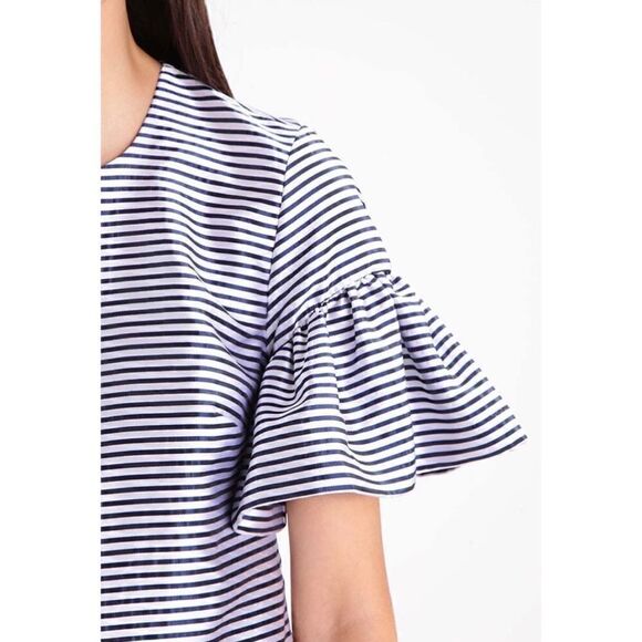 Banana Republic Striped Ruffle Sleeve Dress SZ 2 - Picture 3 of 7